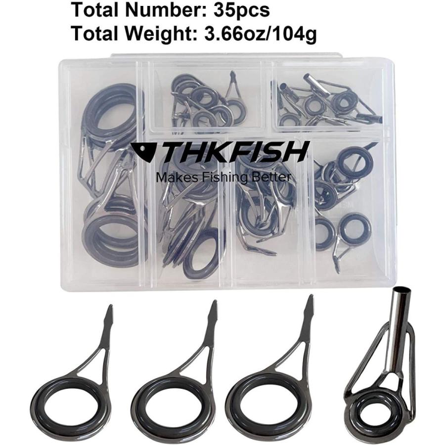 THKFISH 釣り竿ガイド 釣り竿修理キット釣り竿のヒントトップ 交換用ロッドガイド 35個 通販 THKFISH 釣り竿のヒント釣り竿修理キットヘビーデューティ海塩釣り竿チップ修理キット6サイズ 30個