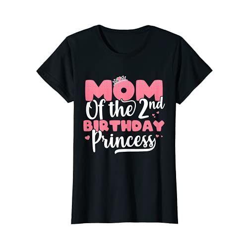 レディース Mom Of The 2nd Birthday Princess Girl 2歳 B-day Tシャツ