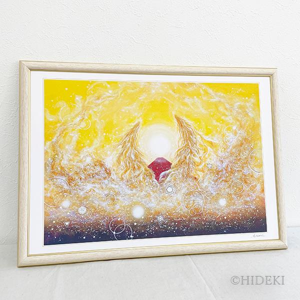 穣迦（ゆたか）-金龍神と赤富士 L 絵画 インテリア 龍神の絵 風水画 竜
