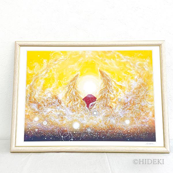 穣迦（ゆたか）-金龍神と赤富士 L 絵画 インテリア 龍神の絵 風水画 竜