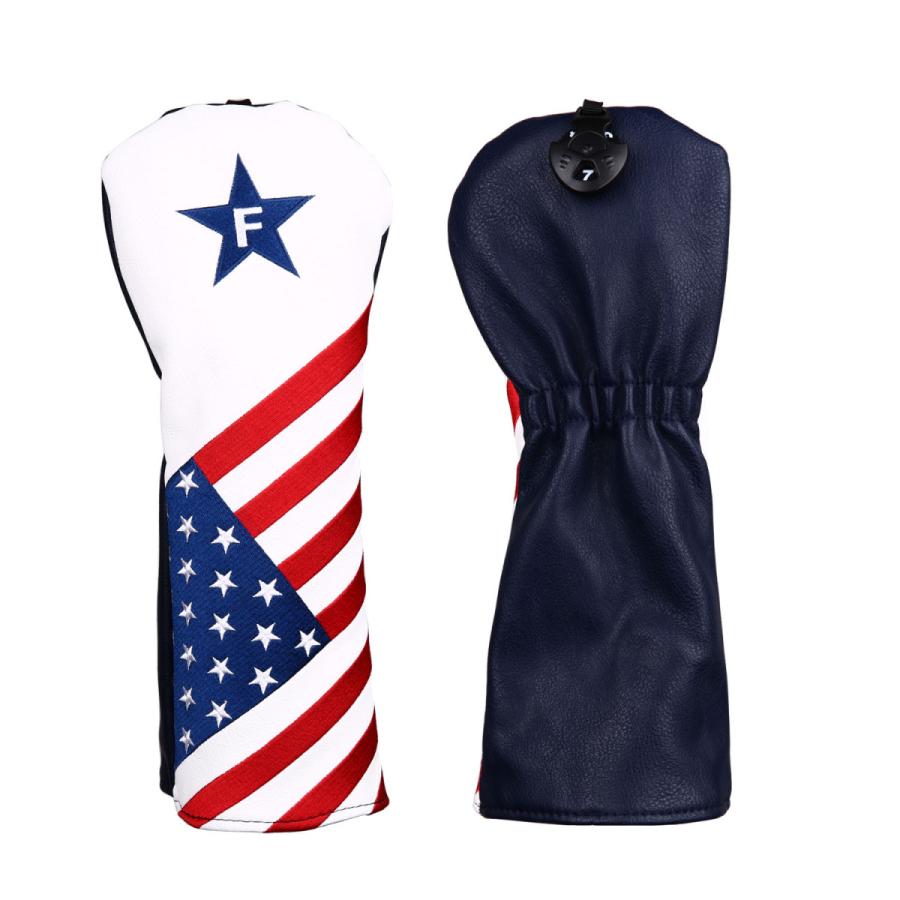 高級pu革 ウッド用 ゴルフ ヘッドカバー FW 人気海外一番 1個 米国旗柄 スター 迷彩 青 USA 気質アップ スカル ベージュ England国旗 カモ