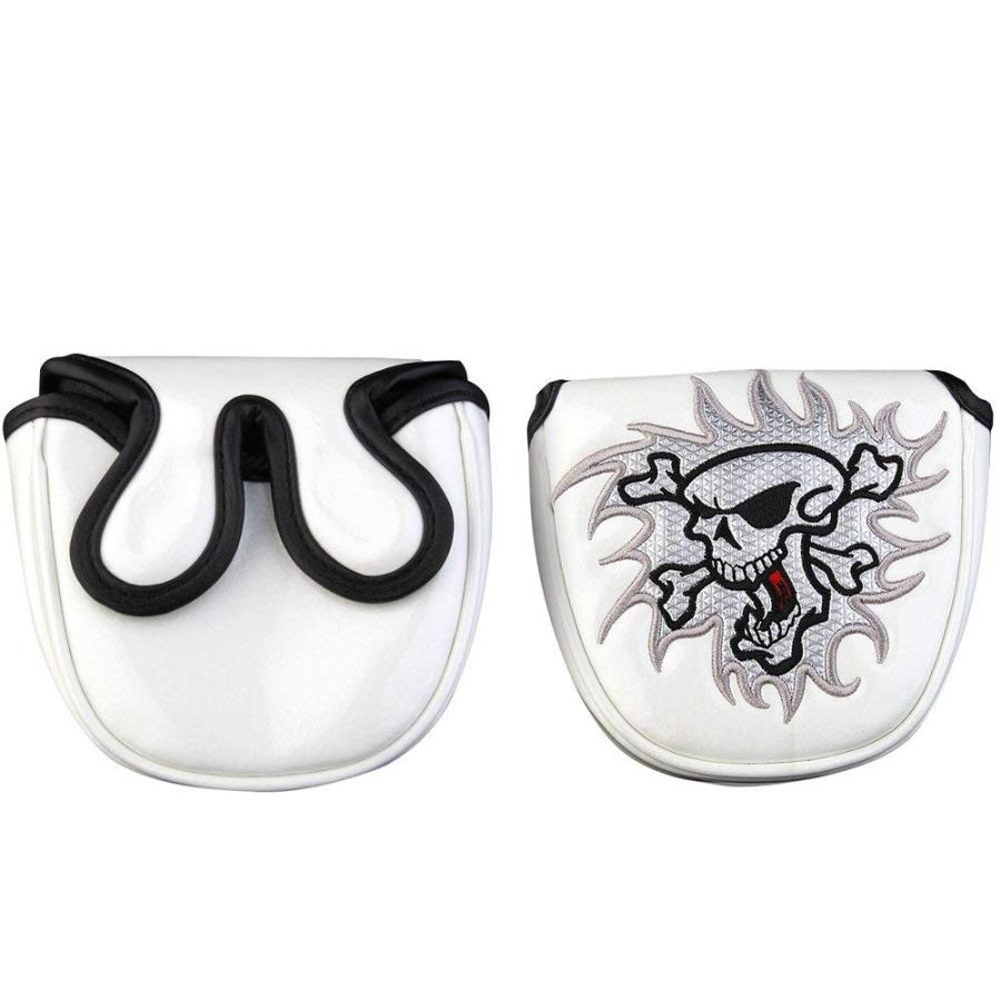 (未使用･未開封品)　マレットタイプ用のカバー スカルキングシリーズ 選べる 3色 ブラック/ ブルー/レッド (ブルー) qdkdu57 送料無料 高級pu革 パターカバー 磁石タイプ開閉 スカルキング