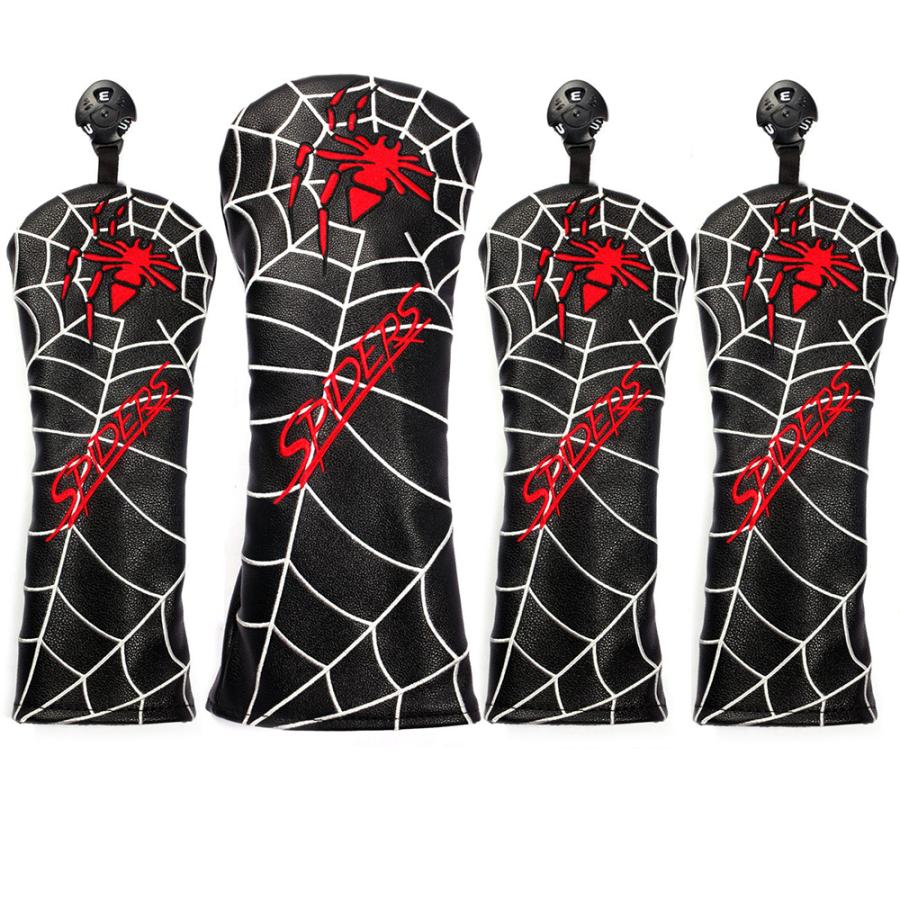 ドライバー用カバー ウッド用カバー UT用カバー4点セット スパイダー ブラック ゴルフ ヘッドカバー ドライバー カバー ウッド ユーティリティ