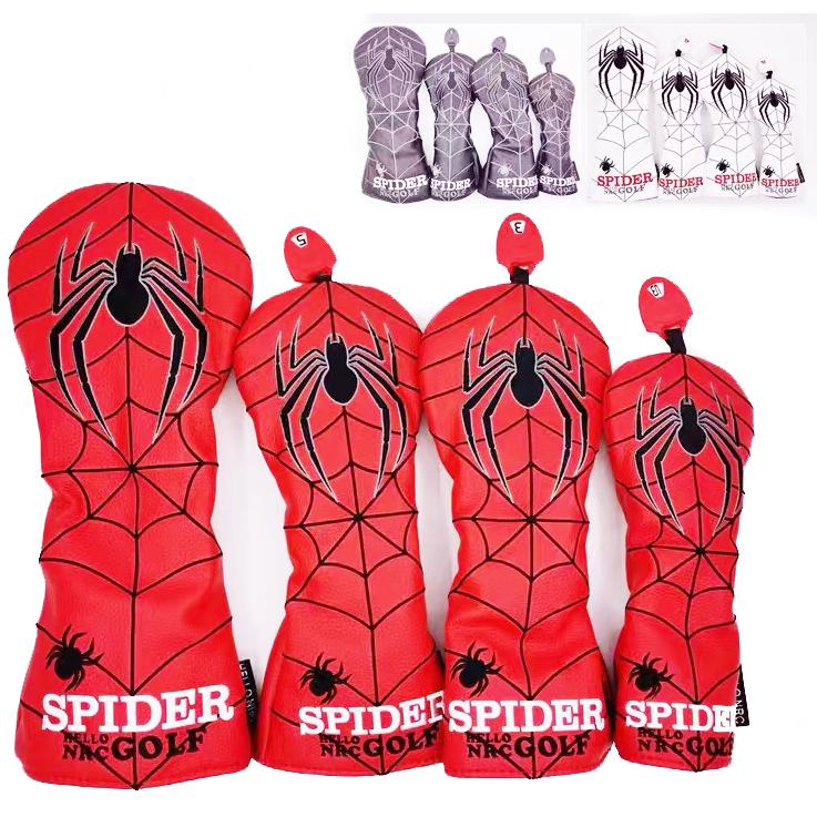 ドライバー用カバー ウッド用カバー UT用カバー4点セット スパイダー ブラック ゴルフ ヘッドカバー ドライバー カバー 440cc 460cc 用 ウッド