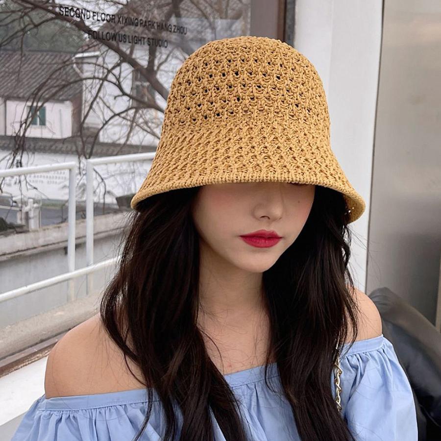 麦わら帽子　帽子　ナチュラル　UV対策　茶色　リボン　韓国　オルチャン　夏