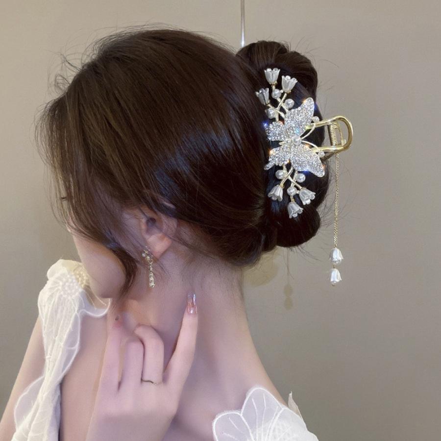 ヘアクリップ バタフライ タッセル 髪留め レディース 華やか ヘアアクセサリー ゴージャス ヘアアレンジ :18693112:HYM Store  通販 