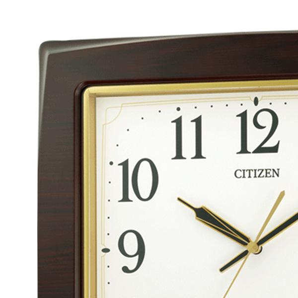 CITIZEN（シチズン） 電波クロック ブラウン 角型 壁掛け時計 : HD