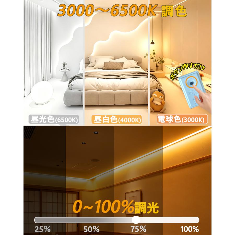 LEDテープライト 防水 調光 調色 高輝度 チューブライト リニア発光