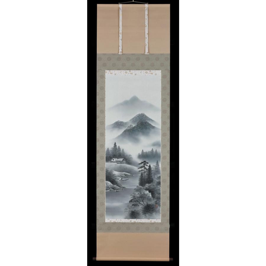 既製掛軸】野村英仙 水墨山水 尺五立 肉筆 (掛軸/掛け軸 既製掛軸】野村英仙 水墨山水 尺五立 肉筆 (掛軸/掛け軸