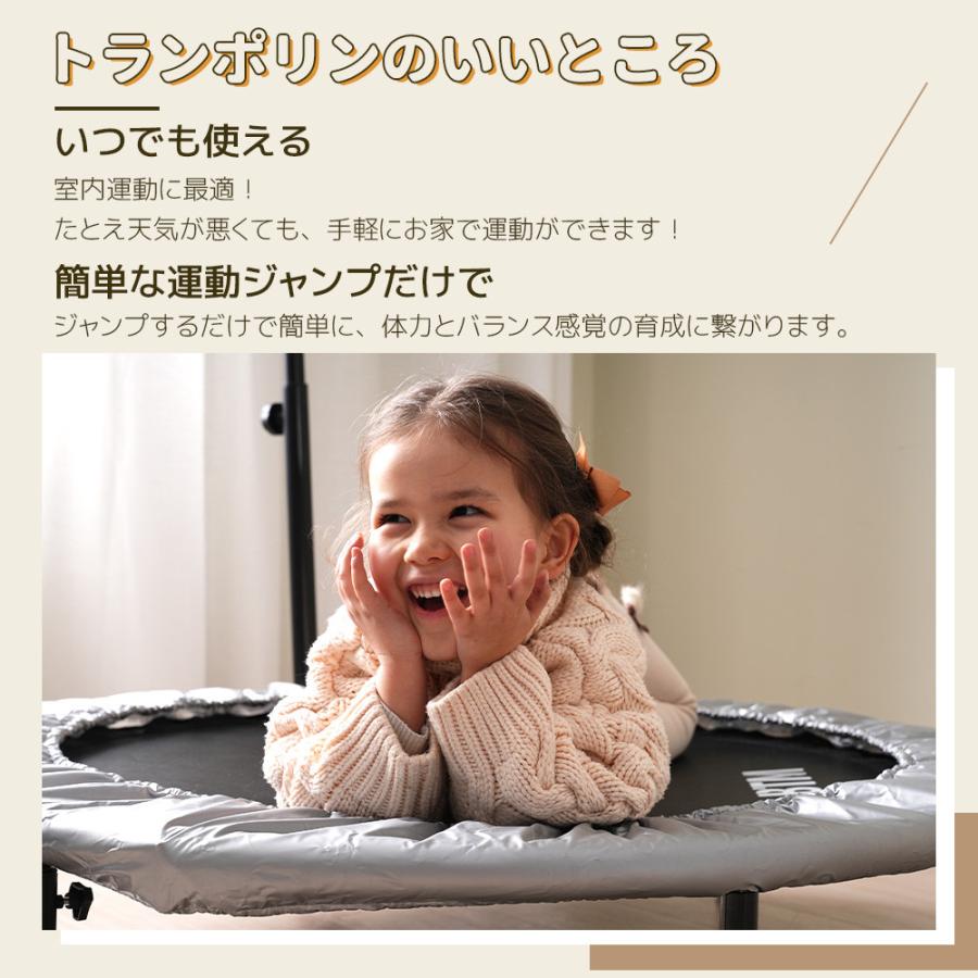 トランポリン 補助手すり付き 折りたたみ 耐荷重110kg 102cm 健康器具
