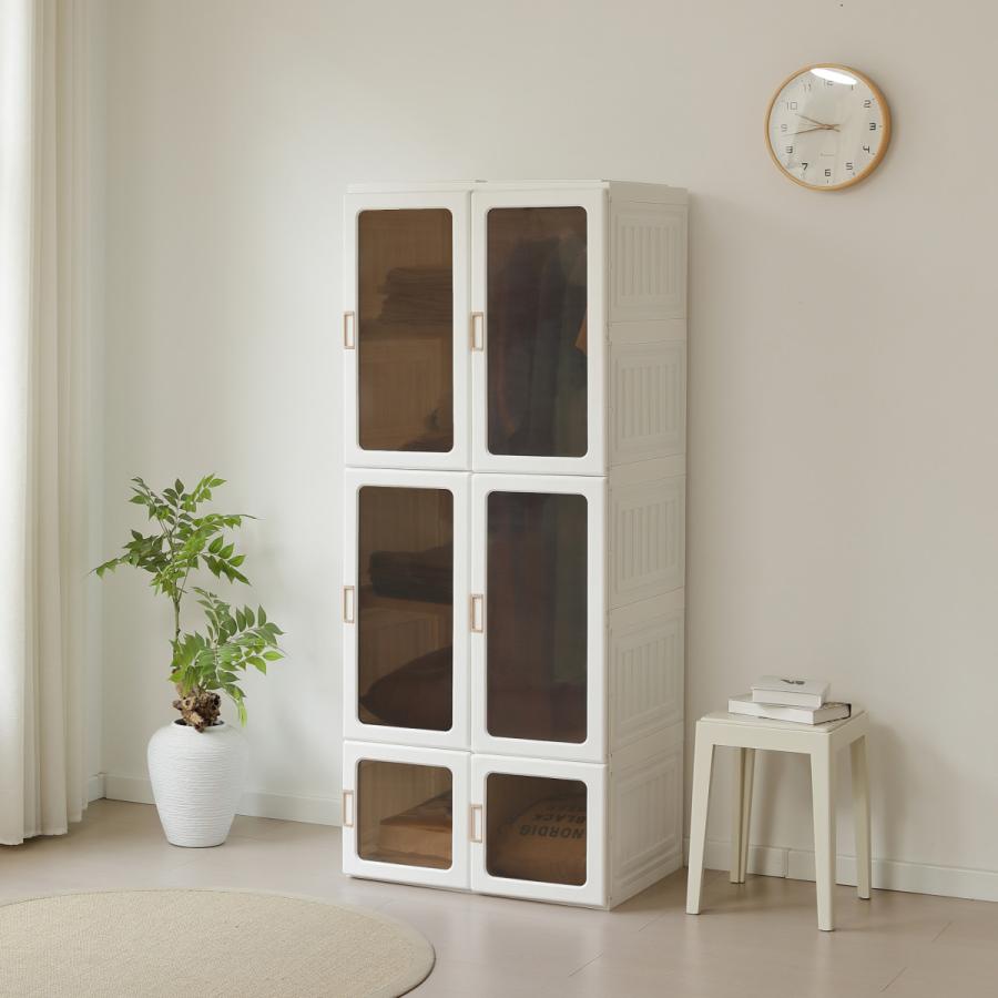 ワードローブ クローゼット 一体折りたたみ式収納 扉付き ダンス