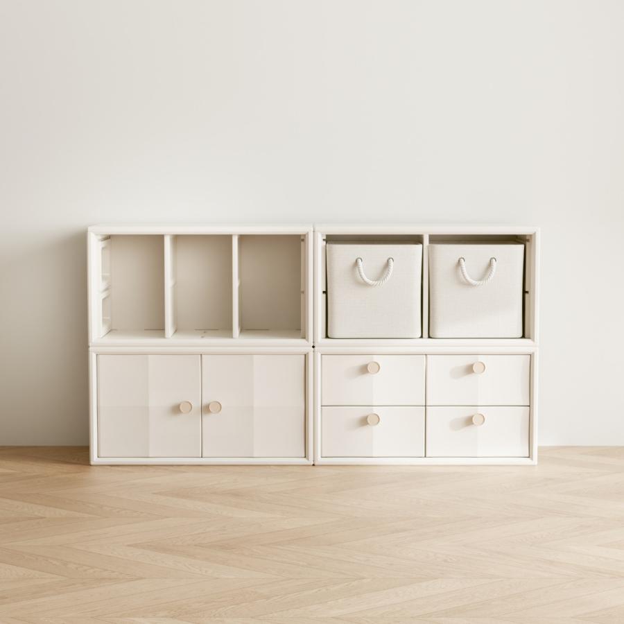 収納棚 扉付き【幅74cm】積み重ね収納ボックス おもちゃ箱 前