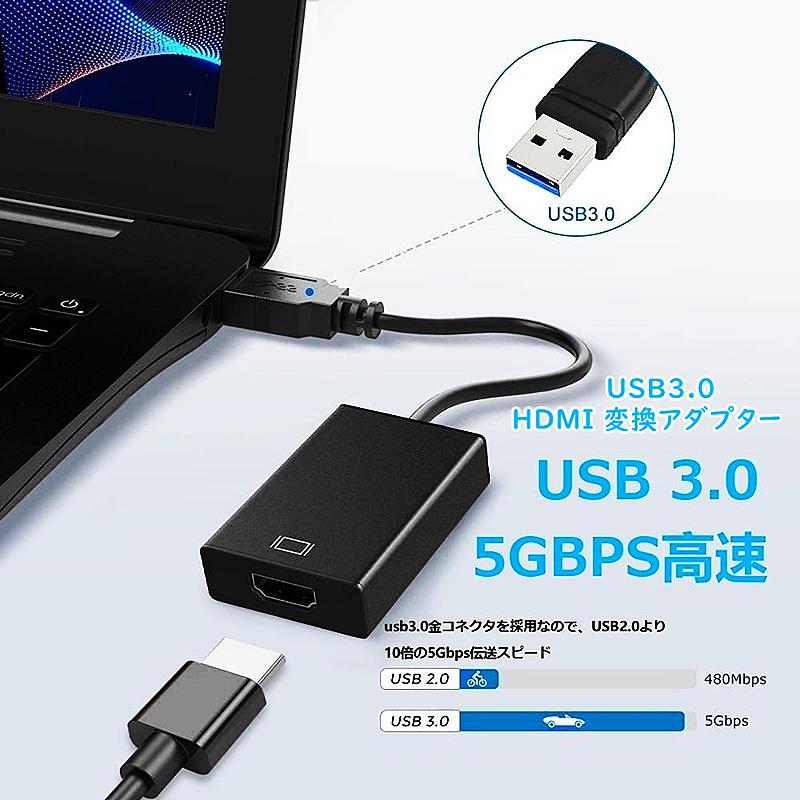 USB3.0 HDMI 変換 アダプタ5Gbps高速伝送 1080P対応 USB 3.0 to HDMI 変換アダプタ 変換器 変換コネクタ 1080P USB HDMI ケーブル USB HDMI 変換コネクタ｜hyoustore｜02