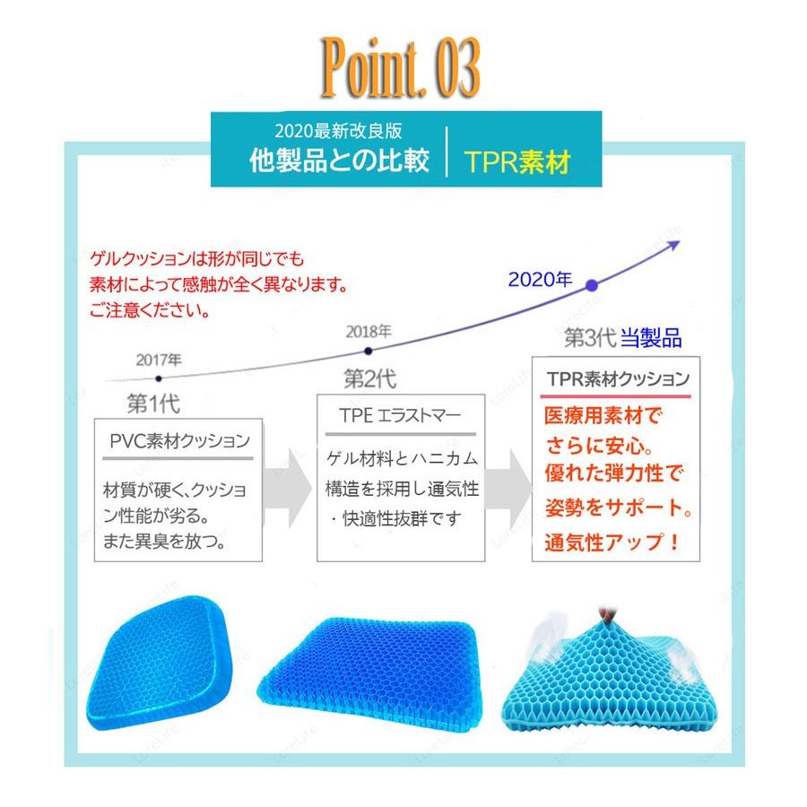 ジェルゲルクッション スーパージェルクッション 椅子クッション 無重力クッション 座布団 衝撃吸収 ハニカム 気性抜群 体圧分散 防止カバー | ブランド登録なし | 06