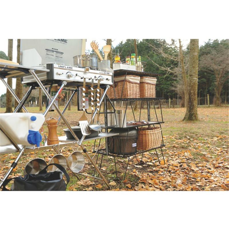 アウトドアテーブル2個セット 簡単収納 ブラック キャンプ収納