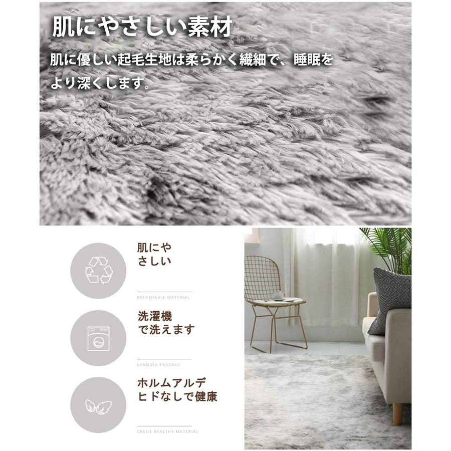 ラグ カーペット 抗菌 防臭 ラグマット洗える 6畳1畳 滑り止め 120×160cm 厚み1.5cm 毛足4cm 暖かい 防音 低反発 絞り染 ブラウン グレー カーキ | ブランド登録なし | 03