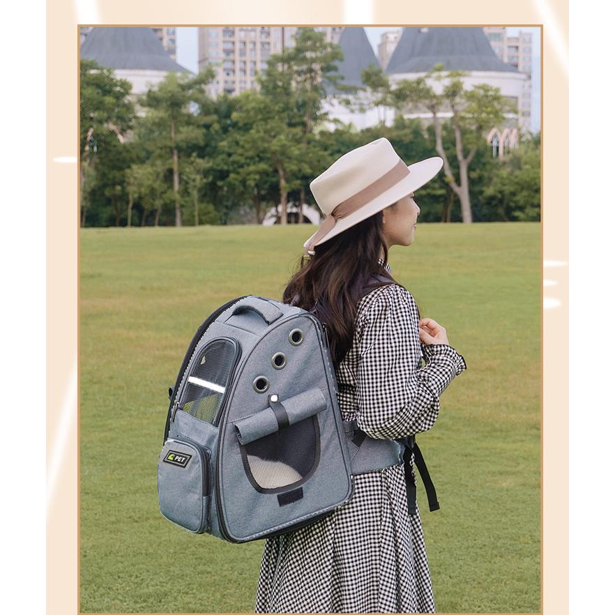 猫 キャリーバッグ 機内持ち込み リュック ペット 犬 キャリーケース 小型犬 キャリーバッグ ネコ ニャンコ 型崩れにくい 耐荷重6kg メッシュ窓3つ マット付き | ブランド登録なし | 10