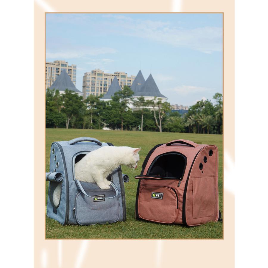 猫 キャリーバッグ 機内持ち込み リュック ペット 犬 キャリーケース 小型犬 キャリーバッグ ネコ ニャンコ 型崩れにくい 耐荷重6kg メッシュ窓3つ マット付き | ブランド登録なし | 11
