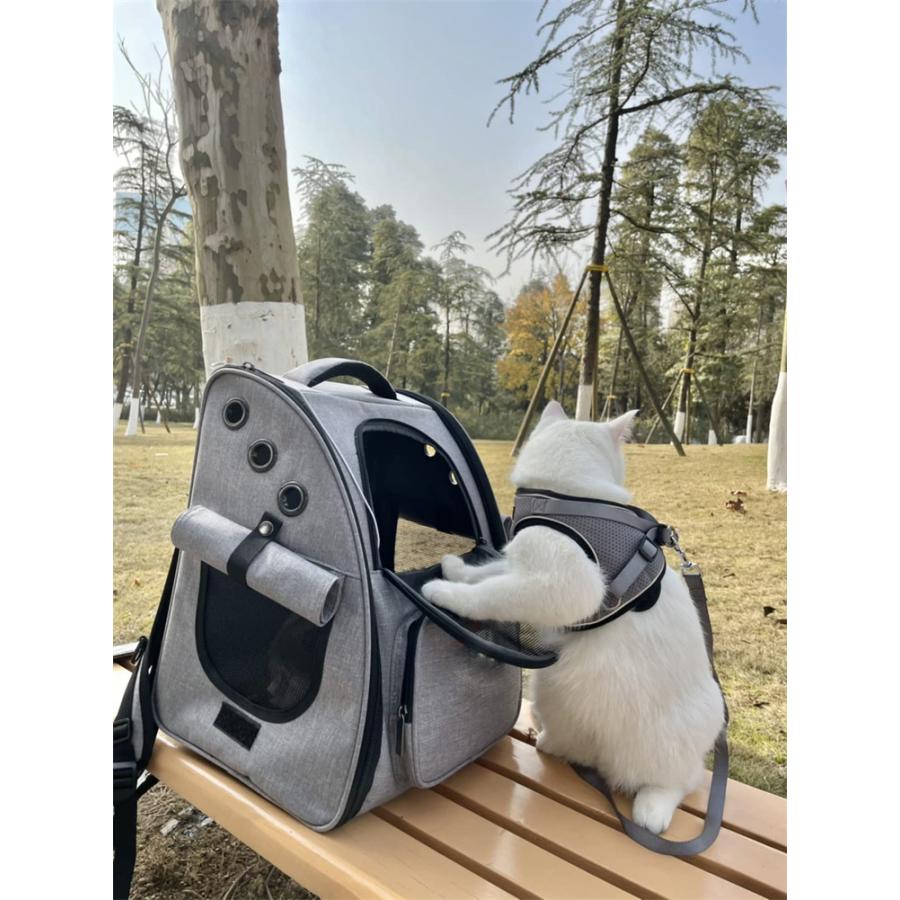 猫 キャリーバッグ 機内持ち込み リュック ペット 犬 キャリーケース 小型犬 キャリーバッグ ネコ ニャンコ 型崩れにくい 耐荷重6kg メッシュ窓3つ マット付き | ブランド登録なし | 08