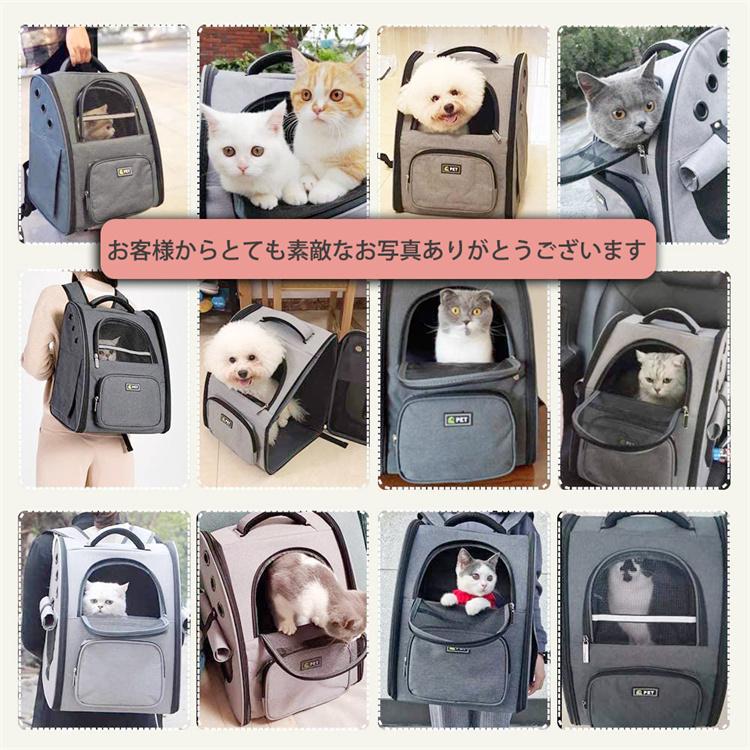 猫 キャリーバッグ 機内持ち込み リュック ペット 犬 キャリーケース 小型犬 キャリーバッグ ネコ ニャンコ 型崩れにくい 耐荷重6kg メッシュ窓3つ マット付き | ブランド登録なし | 09