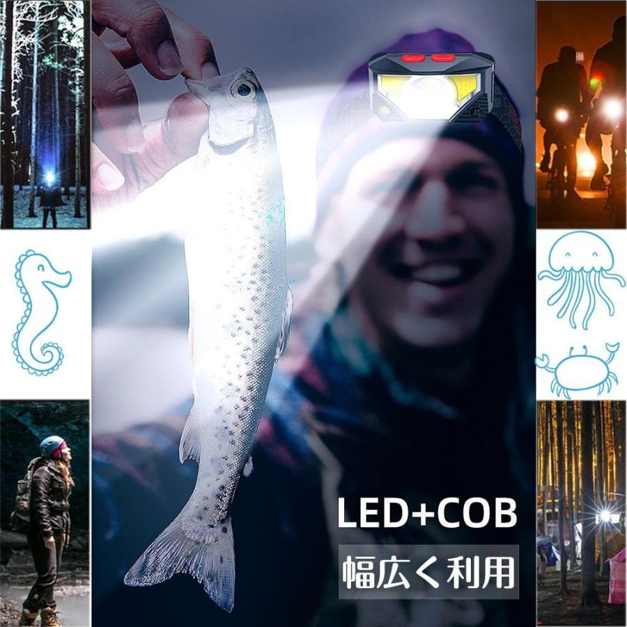 ヘッドライト 2点セット 充電式 超強力 LED ヘッドランプ 釣り センサー機能 LEDライト 作業用 防災 6モード 角度調節可 IPX4防水 | ブランド登録なし | 10