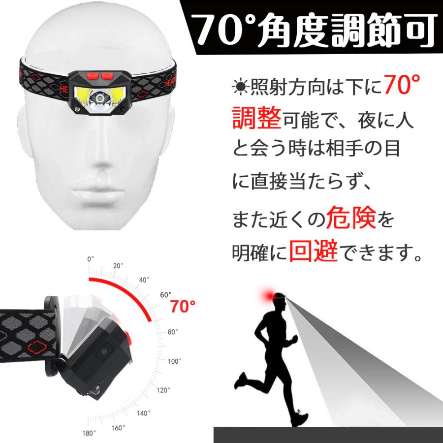 ヘッドライト 2点セット 充電式 超強力 LED ヘッドランプ 釣り センサー機能 LEDライト 作業用 防災 6モード 角度調節可 IPX4防水 | ブランド登録なし | 02