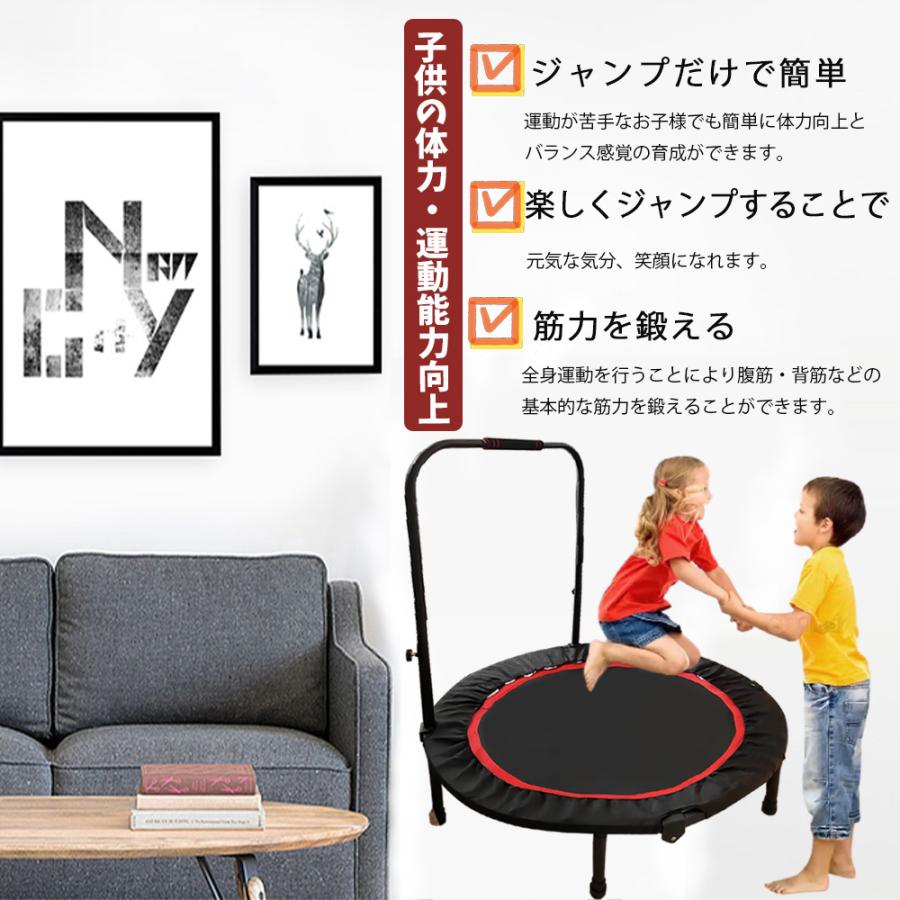 トランポリン 家庭用 補助手すり付き 大型102cm【耐荷重80kg 