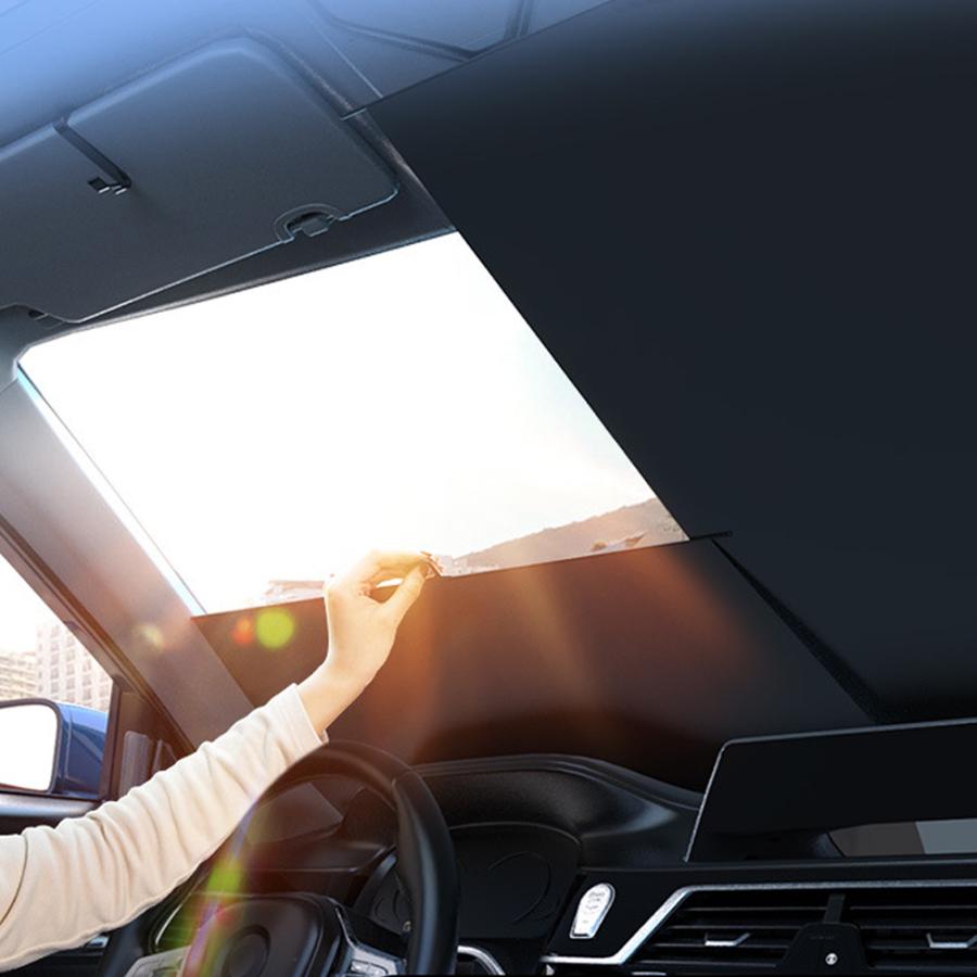 サンシェード 車 フロント ロール 遮光 ロールスクリーン 伸縮 フロントサンシェード 日よけ 日除け UVカット 紫外線対策 断熱 暑さ対策 簡単取付 全車種対応 | ブランド登録なし | 08
