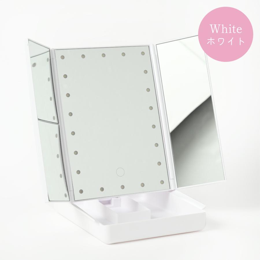 鏡 卓上ミラー LED ライト付き 拡大鏡 女優 ミラー 大きい おしゃれ 折りたたみ 三面鏡 大きめ スタンドミラー ドレッサー USB 大型 メイクミラー 小物入れ | ブランド登録なし | 13