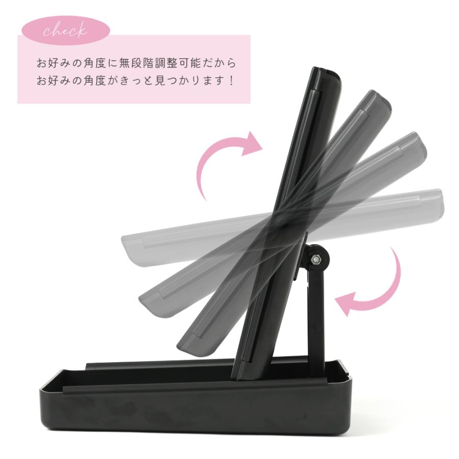 鏡 卓上ミラー LED ライト付き 拡大鏡 女優 ミラー 大きい おしゃれ 折りたたみ 三面鏡 大きめ スタンドミラー ドレッサー USB 大型 メイクミラー 小物入れ | ブランド登録なし | 07
