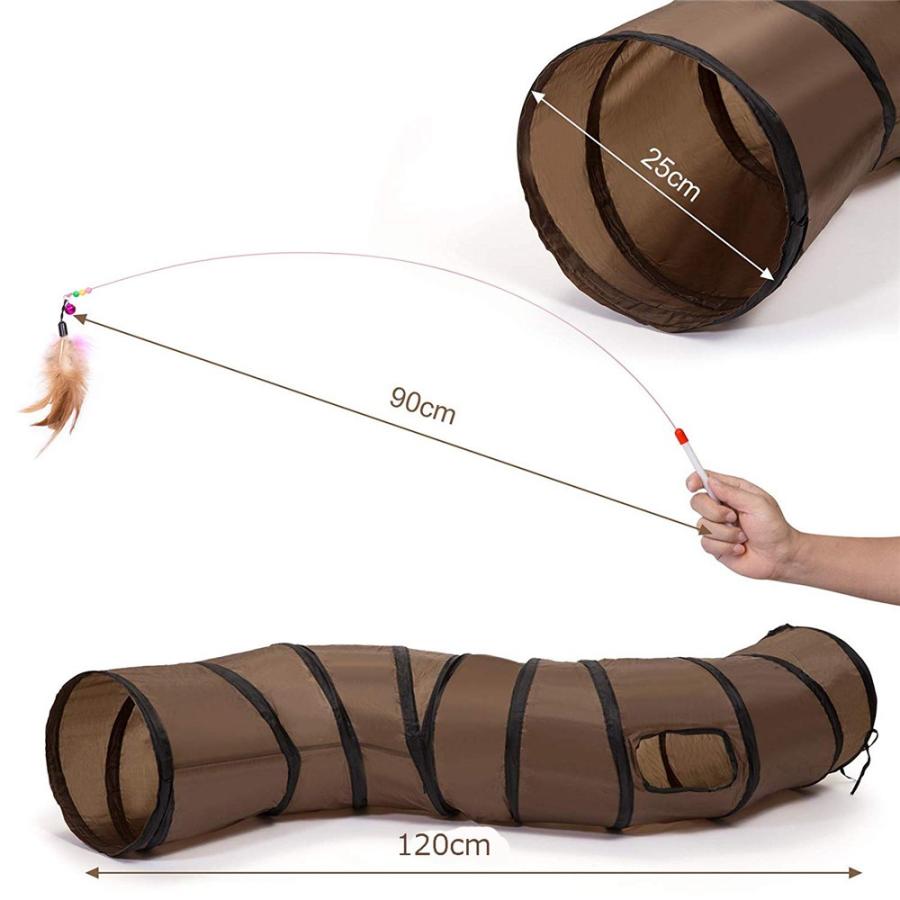 キャットトンネル 猫トンネル プレイトンネル 猫おもちゃ ストレス発散 運動不足 ２穴付き おもちゃ S型 折りたたみ 直径25CM 中大型猫使え | ブランド登録なし | 07