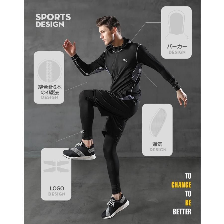 New トレーニングウェア メンズ セット 上下 4点セット スポーツウェア 夏秋 ランニングウェア コンプレッションウェア ウォーキング ジム スポーツウェア吸汗速乾 ランニング ４点セット 22新作 夏から冬まで Www Veep Events