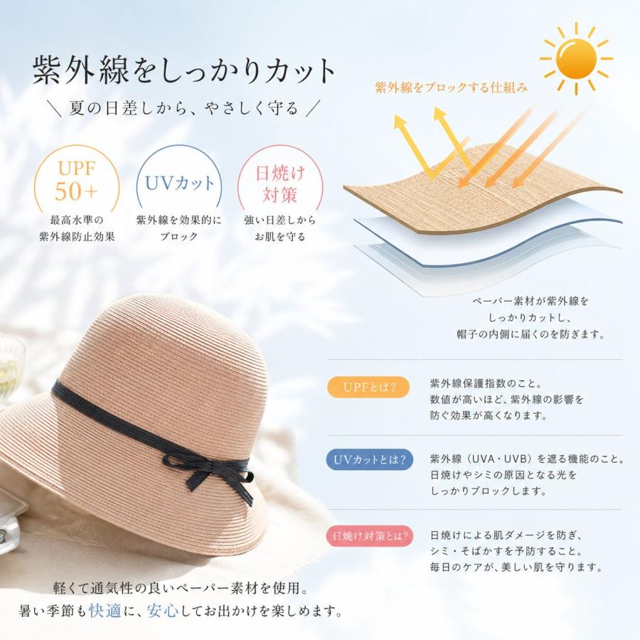 麦わらハット 帽子 レディース ストローハット ペーパー ☆REVO