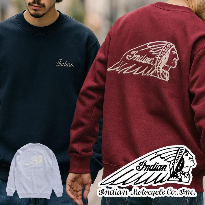 Indian Motocycle インディアン スウェット トレーナー メンズ レディース IC-2657 7986583  背面刺繍 Basic sweat embroidery ロゴ刺繍 ブランド シンプル 送料無料 Indian Motocycle インディアン スウェット トレーナー メンズ