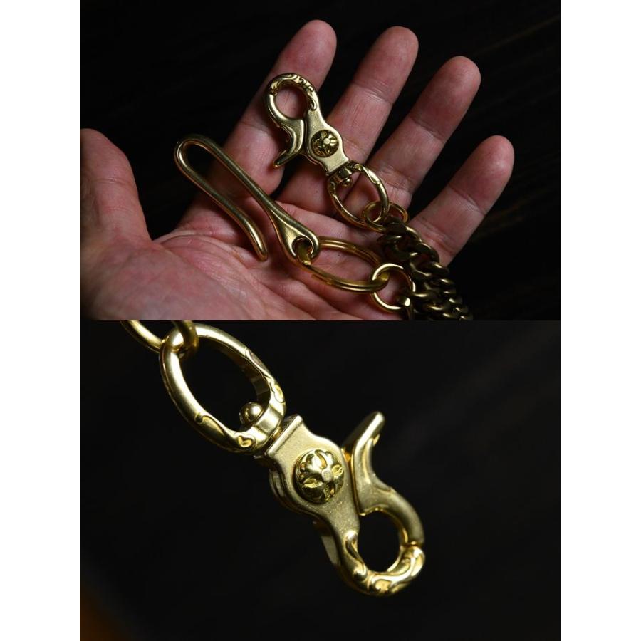 真鍮で愉しむ経年変化】真鍮 ウォレットチェーン フック付き 回転