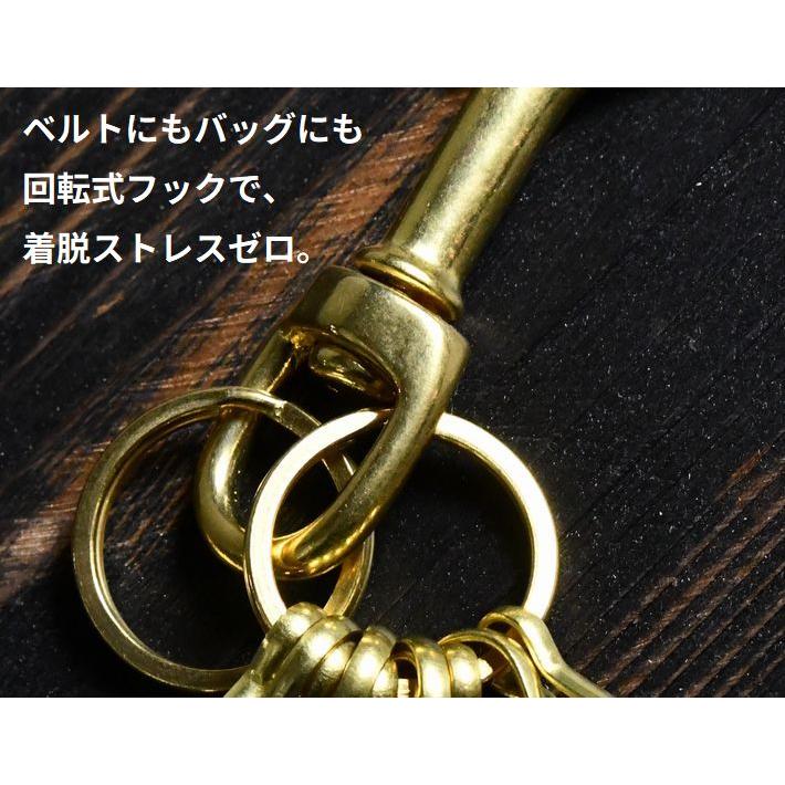 真鍮で愉しむ経年変化】真鍮カラビナ 10連 キーフック付き 回転フック