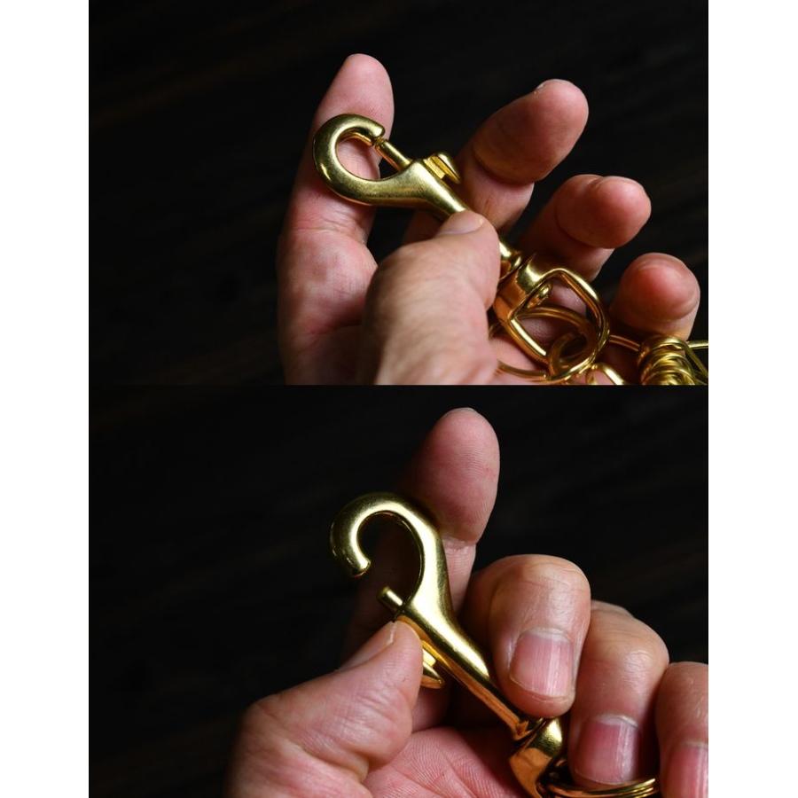 爆買 【真鍮で愉しむ経年変化】真鍮カラビナ 10連 キーフック付き 回転