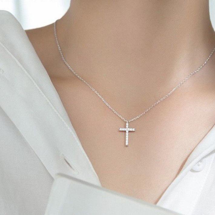 S925純銀×ジルコニアの高級感】ネックレス シルバー925 十字架 クロス