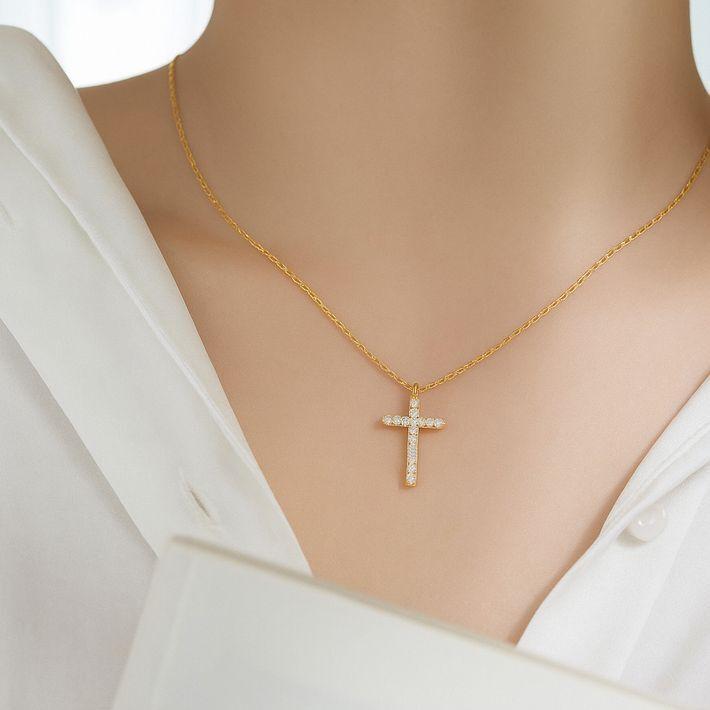 S925純銀×ジルコニアの高級感】ネックレス シルバー925 十字架 クロス