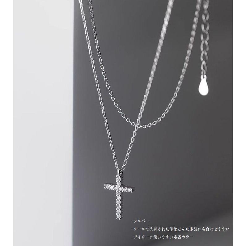 S925純銀×ジルコニアの高級感】ネックレス シルバー925 十字架 クロス