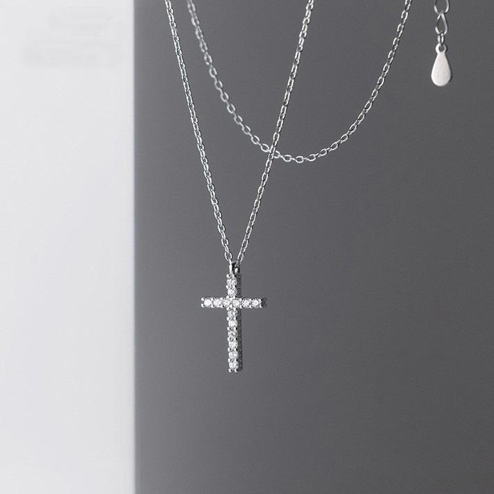 シルバー925 vintage ネックレス ジルコニア S925純銀×ジルコニアの高級感】ネックレス シルバー925 十字架 クロス