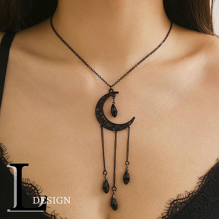 魅せる黒基調】ネックレス ブラック ピアス レディース シルバー 上品