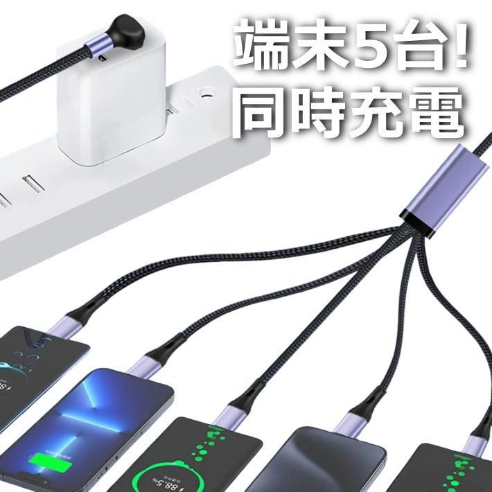 type-c ケーブル 5股 新型iphone/IQOS対応 充電ケーブル NEK ☆REVL