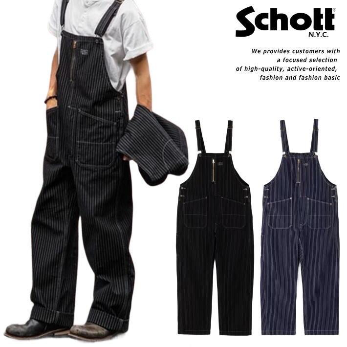 Schott ショット オーバーオール メンズ ヒッコリー デニム Schott ショット オーバーオール メンズ ヒッコリー デニム