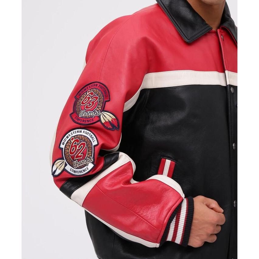 希少 ヴィンテージ AVIREX HORSEHIDE 本革レザー スタジャン 赤 AVIREX レザー ジャケット アウター 革ジャン メンズ ブルゾン Y_U