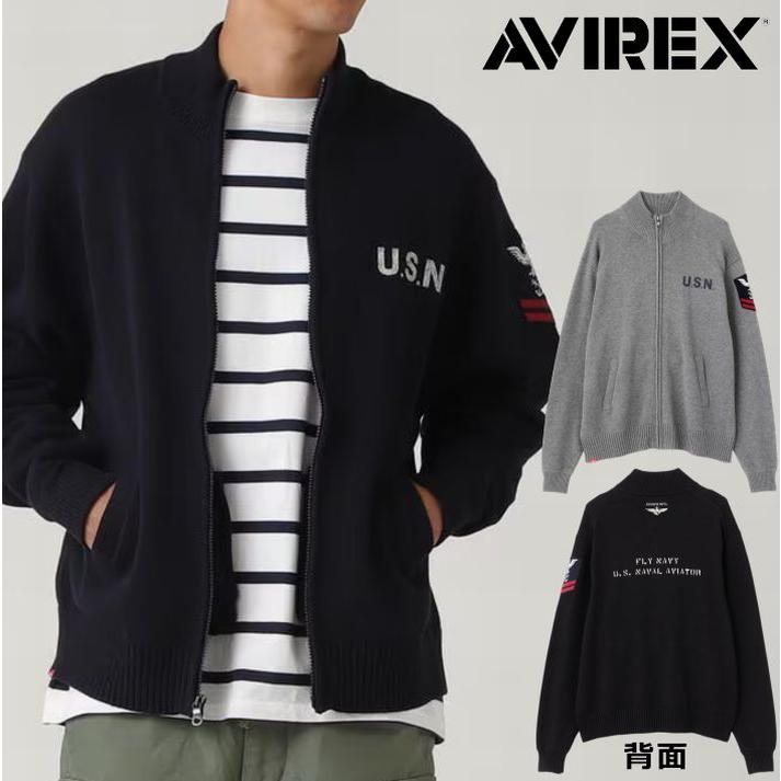 AVIREX ジャケット メンズ NAVAL STAND COLLAR ZIP KNIT JACKET