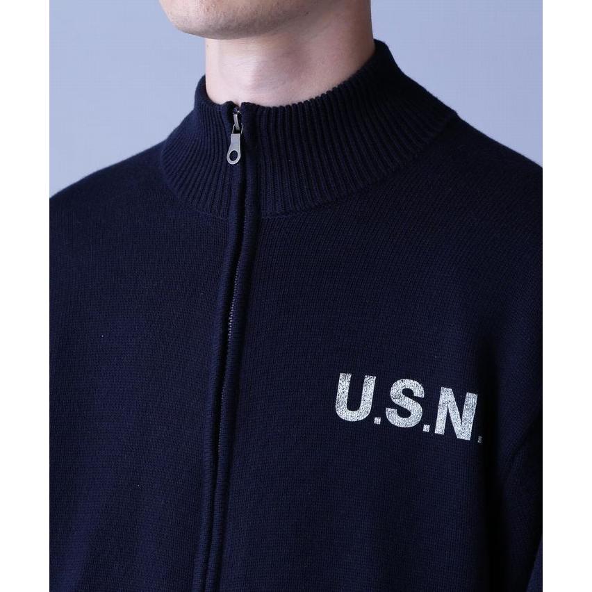 AVIREX ジャケット メンズ NAVAL STAND COLLAR ZIP KNIT JACKET