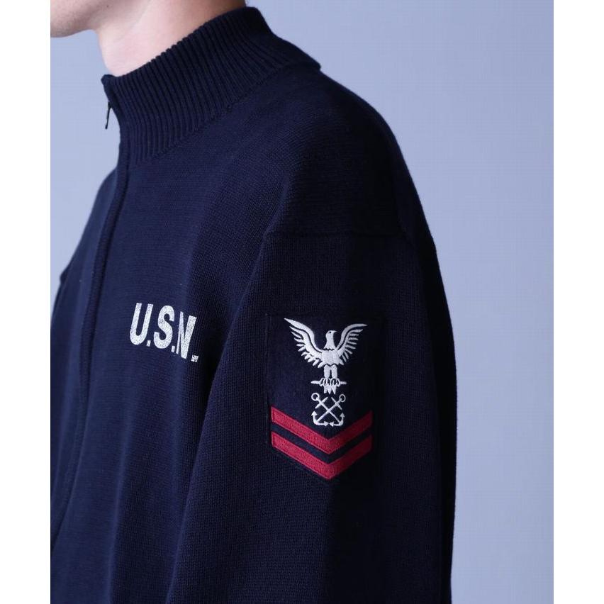 AVIREX ジャケット メンズ NAVAL STAND COLLAR ZIP KNIT JACKET