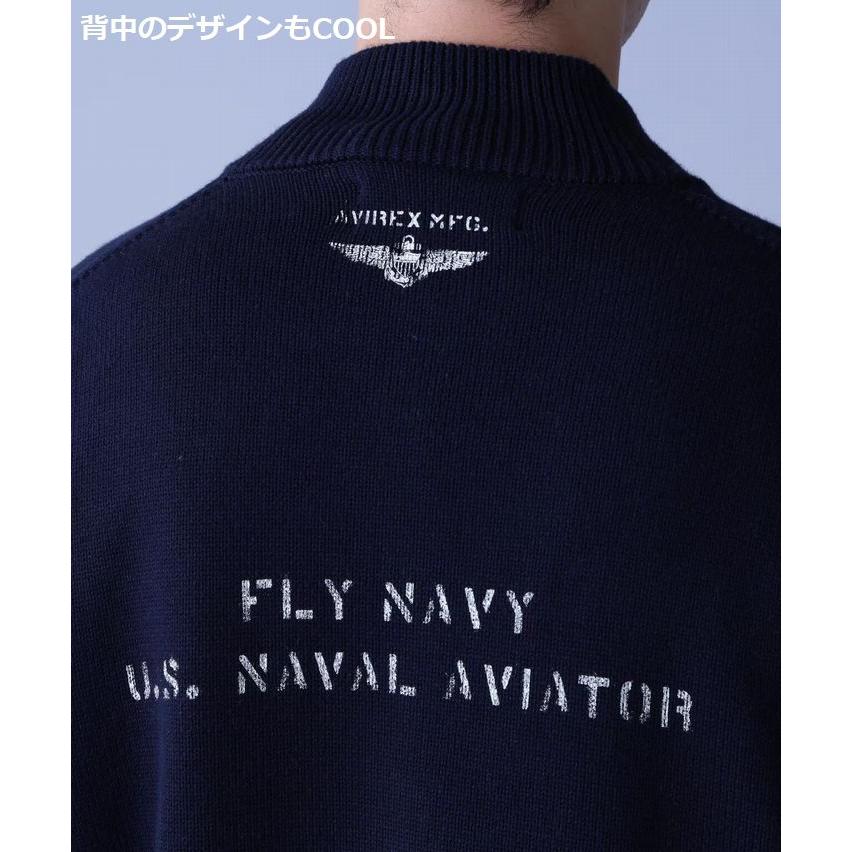 AVIREX ジャケット メンズ NAVAL STAND COLLAR ZIP KNIT JACKET