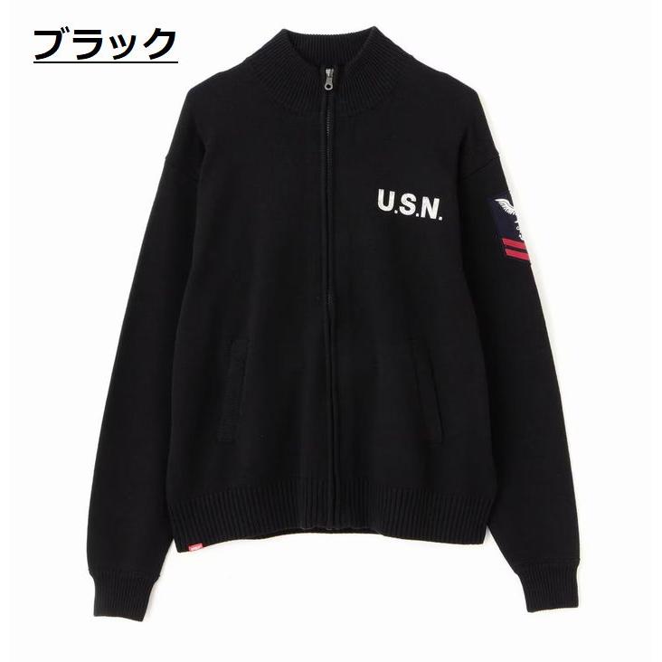 AVIREX ジャケット メンズ NAVAL STAND COLLAR ZIP KNIT JACKET